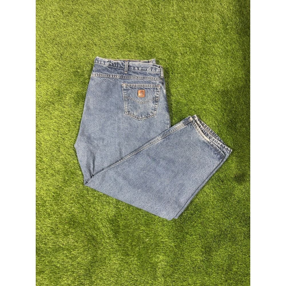 Carhartt Mens Relaxed Fit Flannel Lined Denim Jeans 50x30 Blue Workwear
